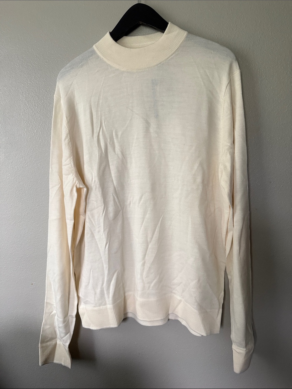 Murano Modern Performance Crewneck Ribbed Cream Sweater Size Large NWT